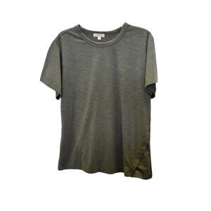 Women's Mime Greean Snap Side Round Neck T-shirt Size L